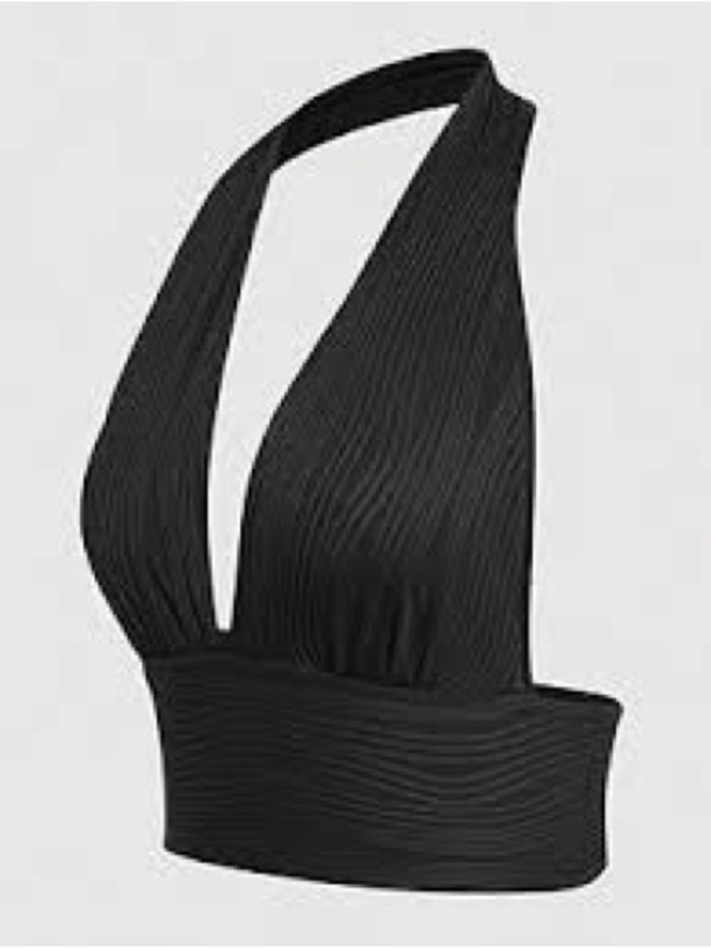 SHEIN Black Ribbed Halter Curve Crop Top
